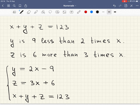 the-sum-of-three-numbers-is-123-the-second-number-is-9-less-than-two-times-the-first-number-the-third-number-is-6-more-than-three-times-the-first-number-find-the-three-numbers-48396