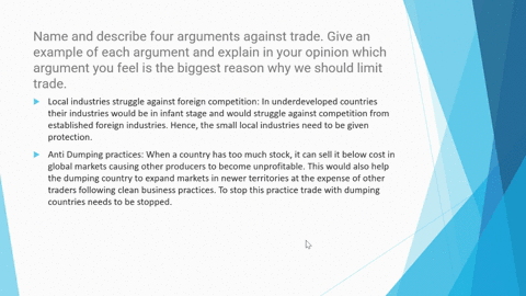 name-and-describe-four-arguments-against-trade-give-an-example-of-each-argument-and-explain-in-your-opinion-which-argument-you-feel-is-the-biggest-reason-why-we-should-limit-trade-31324
