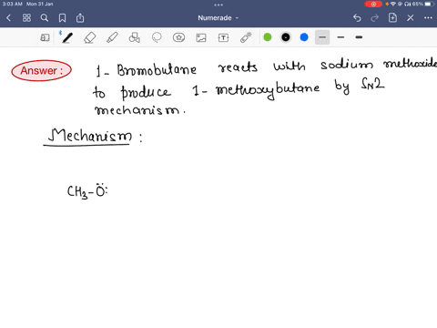 the-sn2-reaction-of-1-bromobutane-with-sodium-methoxide-produces-1-methoxybutane-propose-a-reaction-mechanism-and-explain-it-86445