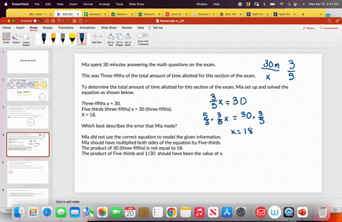Download Mia Math Mia spent 30 minutes answering the math questions on the...