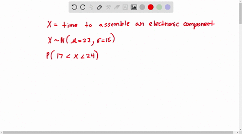 the-time-required-to-assemble-an-electronic-component-is-normally-distributed-with-a-mean-and-a-standard-deviation-of-22-minutes-and-15-minutes-respectivy-find-the-probability-that-a-randoml-54774