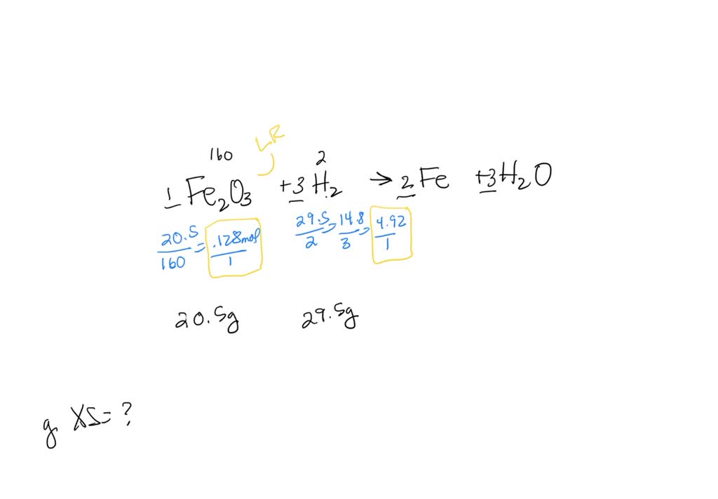 SOLVED Iron(III) oxide reacts with hydrogen to form iron and water