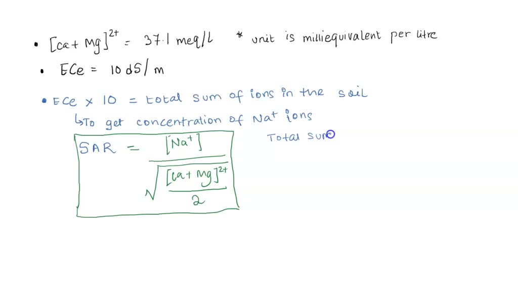 SOLVED: The Sodium Adsorption Ratio (SAR) Is A Measure Of The Sodium ...