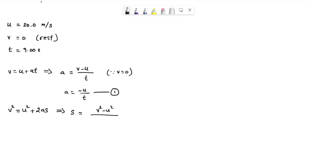 SOLVED: A car slows down uniformly from a speed of 20.0 m/s to rest in ...