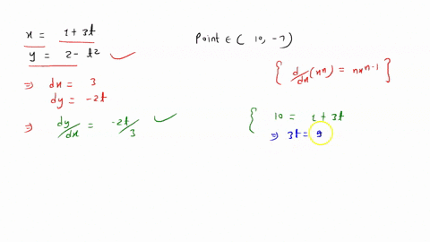 find-the-equation-of-the-tangent-line-to-the-parametric-curve-x13t-and-y-2-t2-at-the-point-10-7