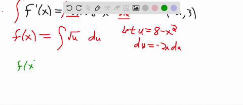 find-an-equation-for-the-function-f-that-has-the-given-derivative-and-whose-graph-passes-through-the-given-point-derivative-f-x-2xsqrt8-x2-point-2-3