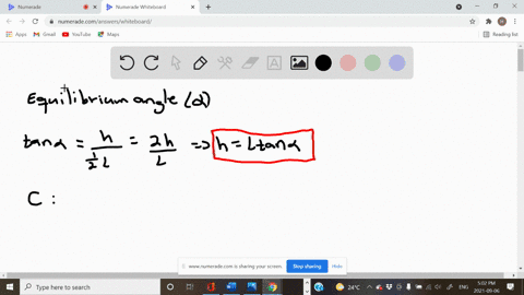 a-uniform-rod-a-b-with-a-length-of-l-and-weight-of-w-is-suspended-from-two-cords-a-c-and-b-c-of-equal-length-determine-the-angle-theta-corresponding-to-the-equilibrium-position-when-a-couple-mathbfm-i