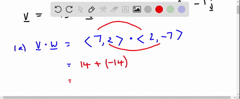 a-find-the-dot-product-vw-b-find-the-angle-between-w-and-w-c-state-whether-the-vectors-are-parallel-orthogonal-or-neither-v7i2j-w2i-7j-15164