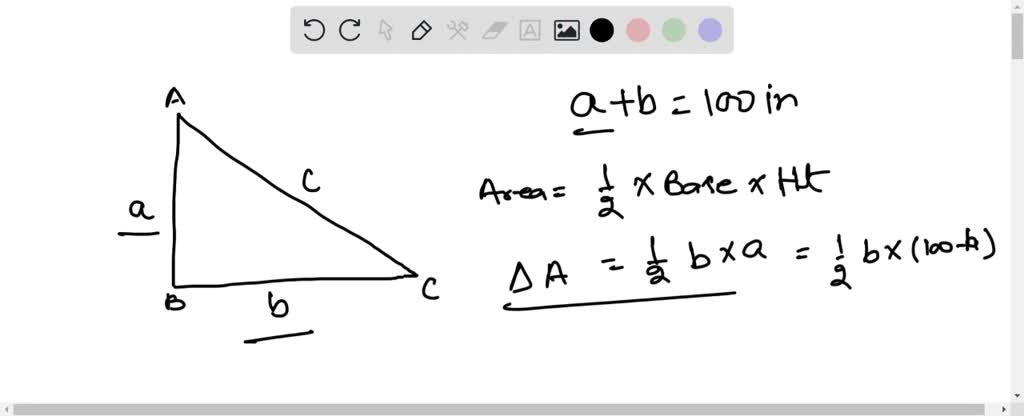 SOLVED: What is the largest possible area for a right triangle in which ...