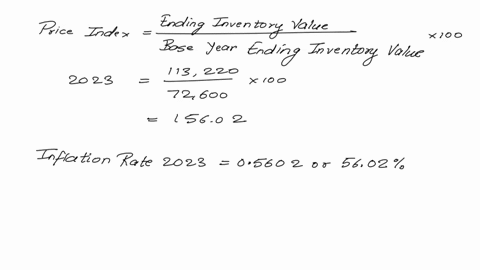 please-show-work-presented-below-is-information-related-to-crane-company-ending-inventory-end-of-year-prices-price-index-date-december-312022-72600-100-december-312023-113220-102-december-31-80877