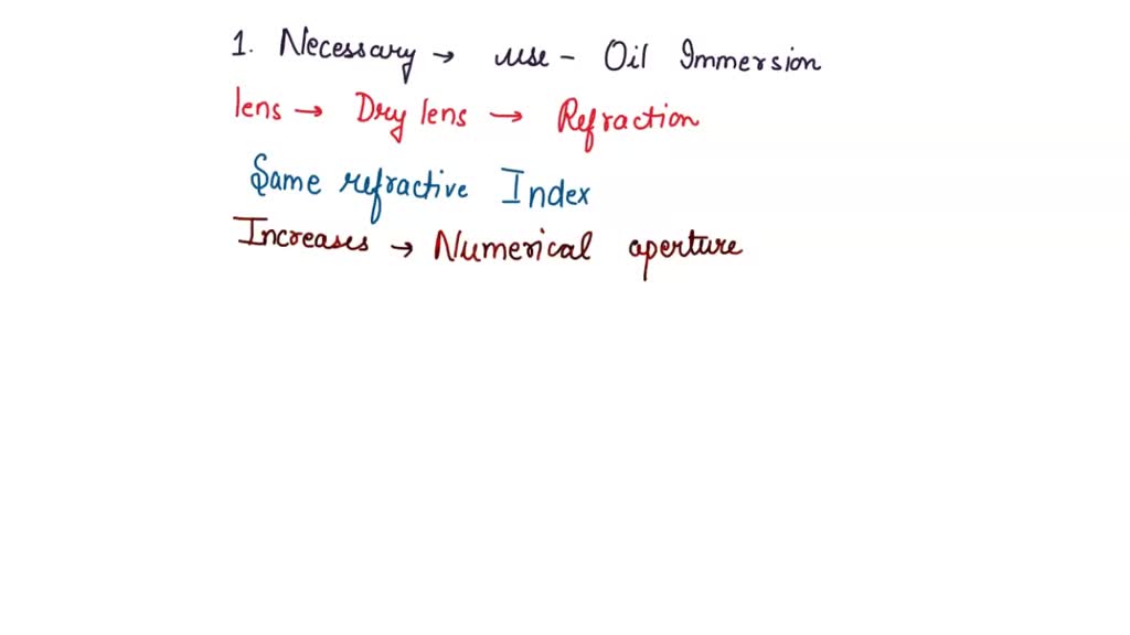 SOLVED 1. Why is it necessary to use oil immersion microscopy to view