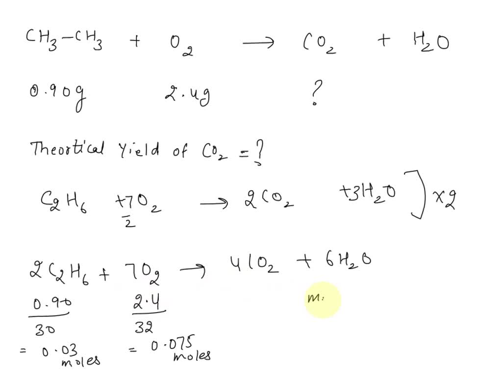 SOLVED Gaseous ethane CH3CH3 reacts with gaseous oxygen gas O2 to