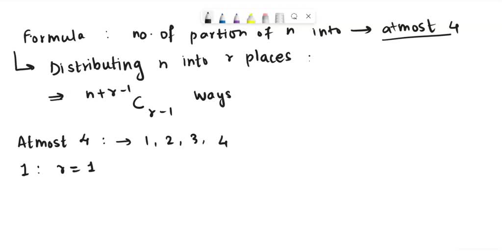 SOLVED Find a formula for the number of partitions of n into parts of