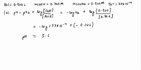 calculate-the-ph-of-a-0500-l-buffer-solution-composed-of-0700-m-formic-acid-hcooh-ki77x-10-and-0500-m-sodium-formate-hcoona-b-calculate-the-ph-after-adding-500-ml-of-a-100-m-naoh-solution-44654