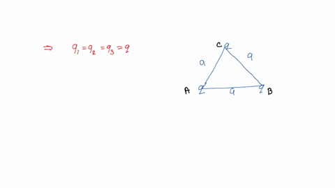 equal-charges-are-placed-at-the-vertices-and-of-an-equilateral-triangle-of-side-the-magnitude-of-electric-field-at-the-point-is