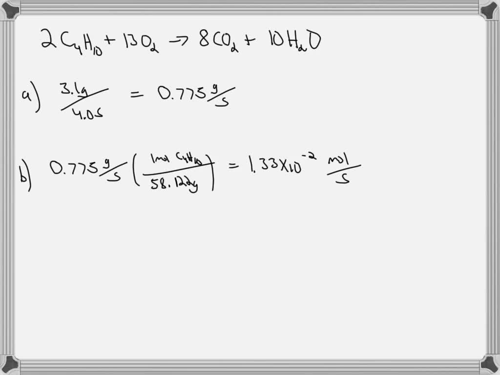 SOLVED Butane undergoes complete combustion according to the following