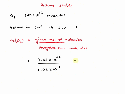 what-is-the-volume-in-cm3-of-301x10e23-molecules-of-o2-gas-at-stp-90932