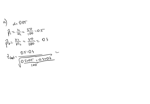 let-n1-100-x1-50-n2-100-and-x2-30-t-the-005-level-of-significance-is-there-evidence-of-a-significant-difference-between-the-two-population-proportions-b-construct-a-95-confidence-interval-estimate-for