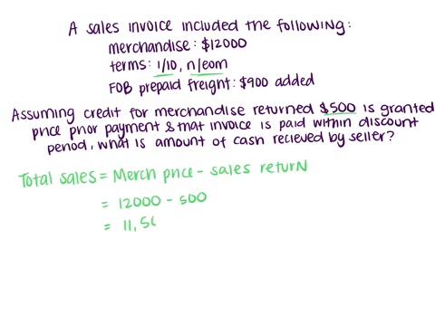 a-sales-invoice-included-the-following-information-merchandise-price-12000-terms-110-neom-fob-shipping-point-with-prepaid-freight-of-900-added-to-the-invoice-assuming-that-a-credit-for-merch-88586