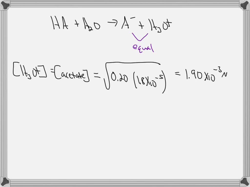 SOLVED: Calculate the equilibrium concentration of acetate ion, C2H3O2 ...