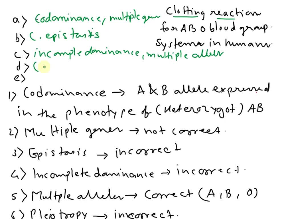 SOLVED: Codominance: The Following Figure Shows Clotting Reactions For ...