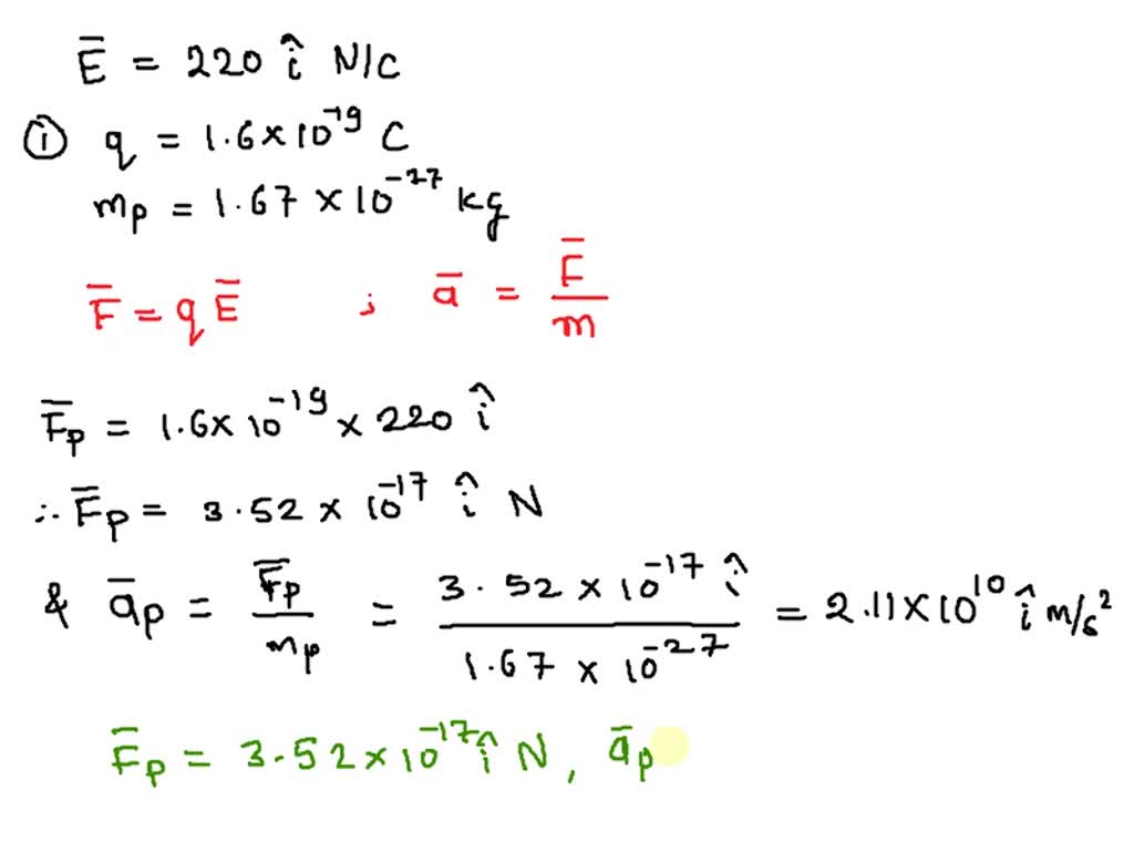 SOLVED A proton moves in the electric field E = 220i N/C. (Express