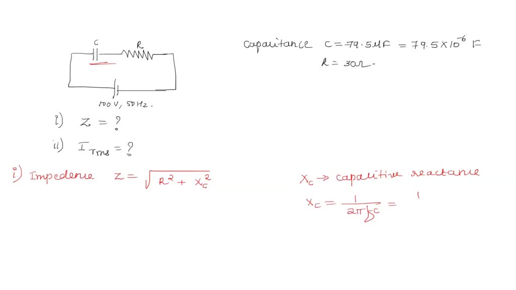 A capacitor of capacitance 79.5*10^6 F is connected in series with a