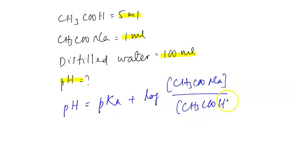 SOLVED: What is the pH of 5 mL acetic acid and 1 mL of sodium acetate ...