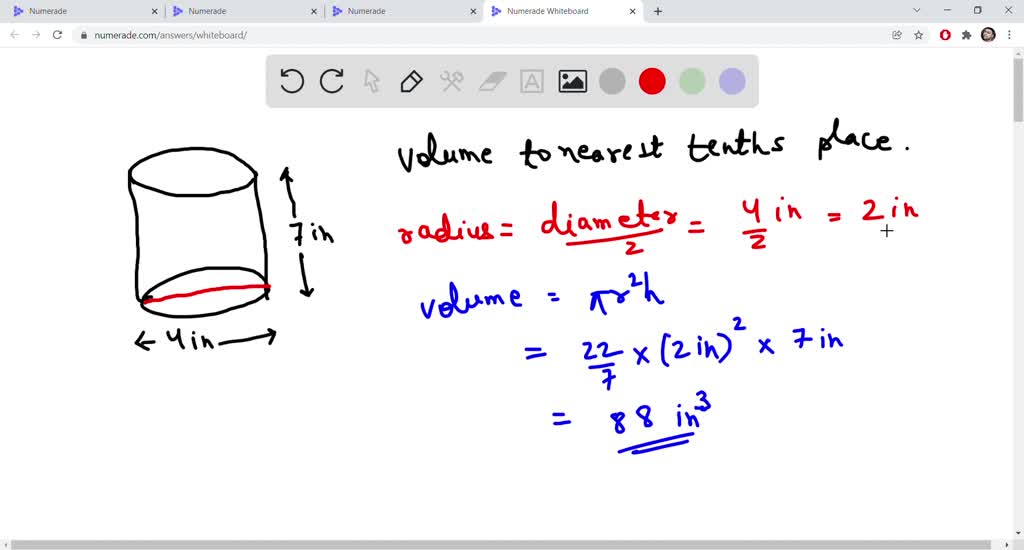 SOLVED: A cylinder has a height of h inches and a diamter of 3 inches ...