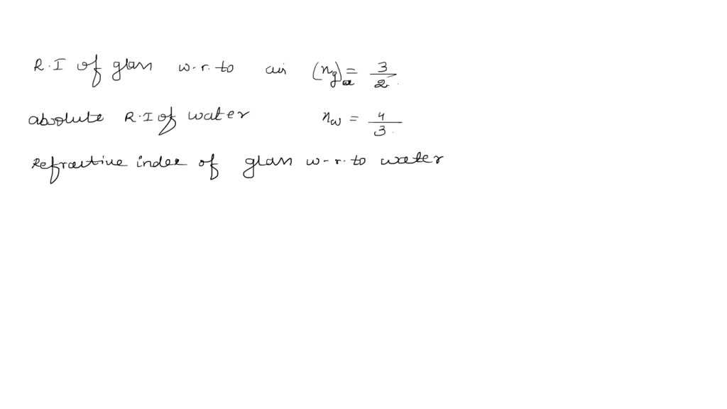 the relative refractive index of water with respect to glass will be