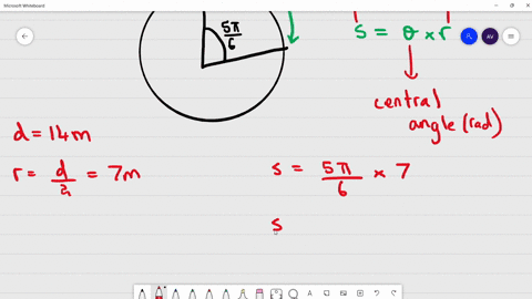 a-find-the-length-of-the-arc-of-a-circle-of-diameter-14-meters-subtended-by-the-central-angle-of-5pi6-b-find-the-area-of-a-sector-of-a-circle-has-a-central-angle-of-30-degrees-and-a-radius-o-86257