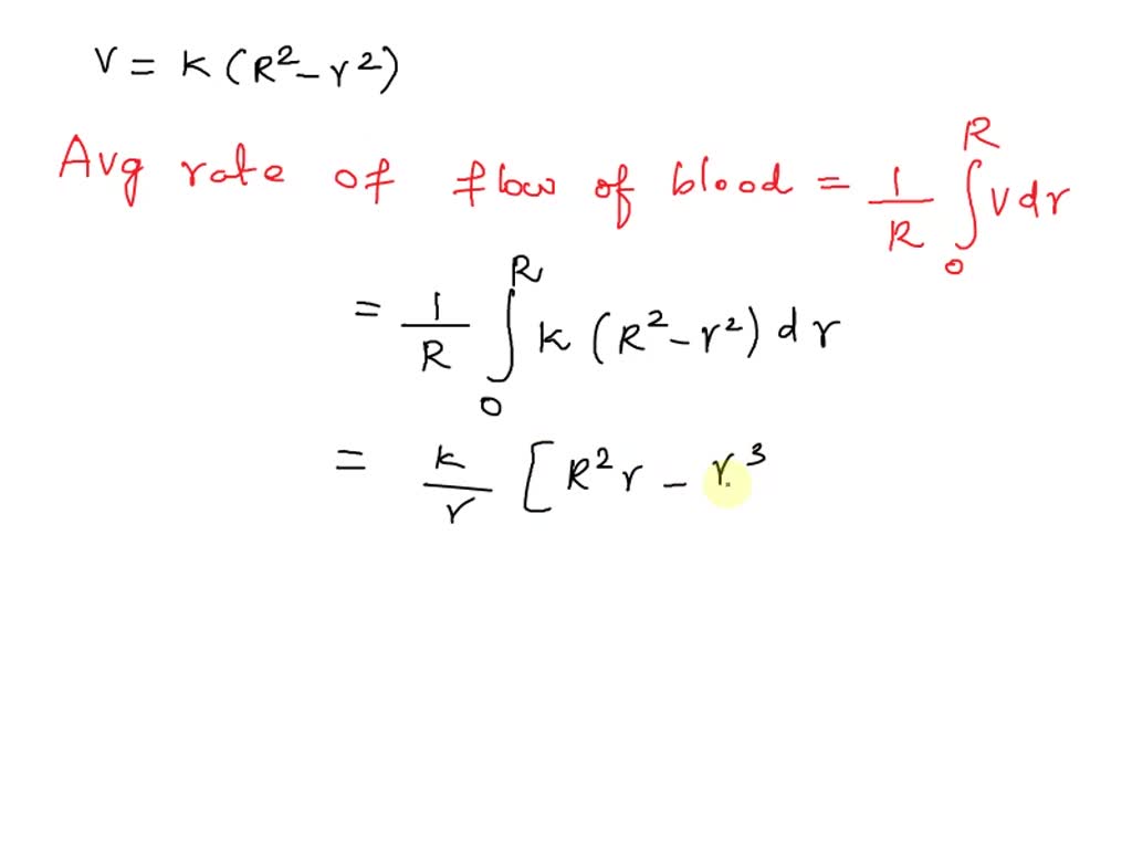 SOLVED The velocity of the flow of blood at a distance from the