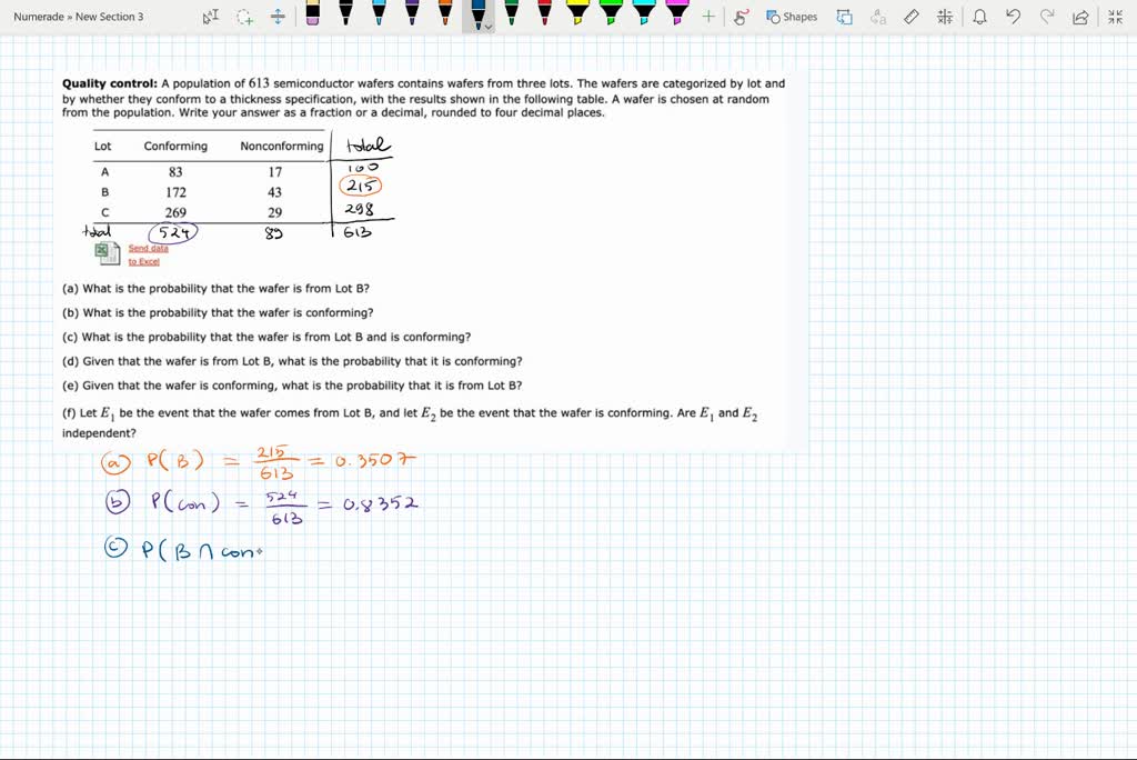 SOLVED: Quality Control: A Population Of 613 Semiconductor Wafers ...