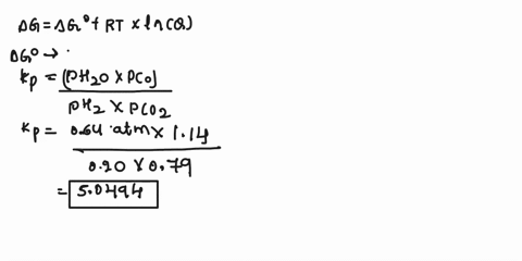 the-equilibrium-constant-kp-for-the-reaction-below-is-440-at-2000-k-h2g-co2g-h2og-cog-calculate-g-for-the-reaction-calculate-g-for-the-reaction-when-the-partial-pressures-are-ph2-020-atm-pco-32411