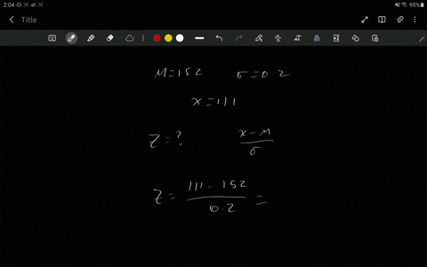 a-normal-distribution-has-a-mean-of-152-and-a-standard-deviation-of-02-find-the-z-score-for-an-x-value-of-111