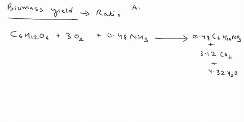 the-growth-of-bakers-yeast-on-glucose-maybe-described-by-the-following-equation-c6h12o6-3-o2-048-nh3-048-c6h10no3-312-co2-432h2o-calculate-the-biomass-yield-from-substrate-yxs-and-from-oxyge-73759