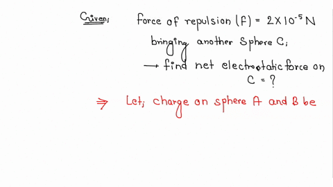 two-similarly-equally-charged-identical-metal-sphere-a-and-b-repel-each-other-with-a-force-of-20-x-10-5-n-a-third-identical-uncharged-sphere-c-is-touched-t-a-then-placed-at-the-midpoint-between-a-and-
