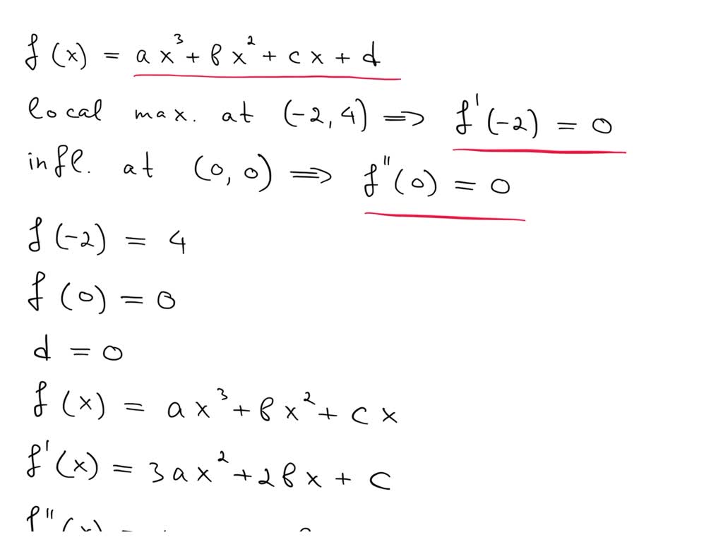 SOLVED: Determine the constants a, b, c, and d so that the curve ...
