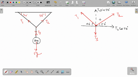 figure-below-shows-loads-hanging-from-the-ceiling-ofan-elevator-that-is-moving-at-constant-velocity-find-the-tension-in-each-of-the-three-strands-of-cord-supporting-each-load-4002-5002-500-k-41888