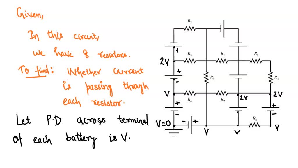 SOLVED: The circuit shown is constructed using nine identical batteries ...