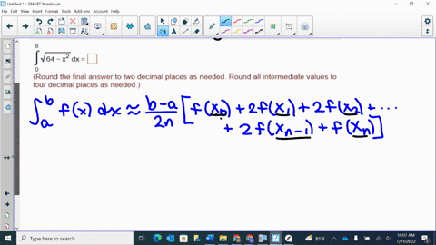 approximate-the-value-of-the-integral-by-use-of-the-trapezoidal-rule-using-n-464-dx-164-x2-dx-round-the-final-answer-to-two-decimal-places-as-needed-round-all-intermediate-values-to-four-dec-90837