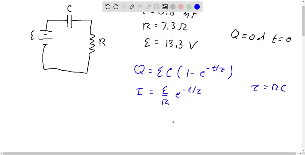 SOLVED: Consider a RC circuit with C=7.2Fthe total resistance R=7.6,and ...