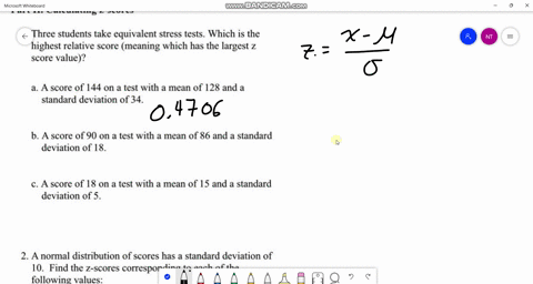 part-i-calculating-z-scores-1-three-students-take-equivalent-stress-tests-which-is-the-highest-relative-score-meaning-which-has-the-largest-z-score-value-a-score-of-144-on-a-test-with-a-mean-78167