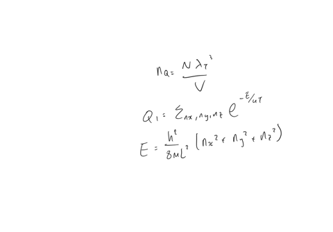 calculate-the-partition-function-q_1-of-one-spinless-atom-of-mass-m-moving-freely-in-a-cube-of-volume-vl3-express-your-result-in-terms-of-the-quantum-concentration-defined-as-n_qfracn-lambda_t3v-where