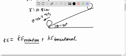a-bowling-ball-of-mass-725-kg-and-radius-108-cm-rolls-down-on-a-frictionless-plane-that-is-inclined-by-30-if-the-speed-of-the-ball-is-167-ms-at-it-reaches-the-ground-what-is-the-overall-kine-84476