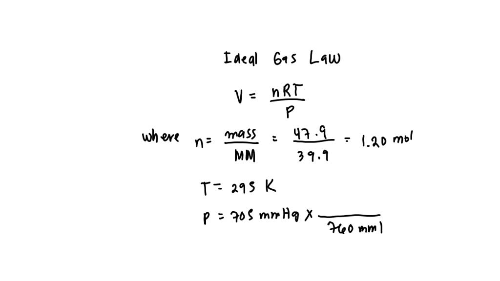 SOLVED A sample of argon gas collected at a pressure of 705 mm Hg and