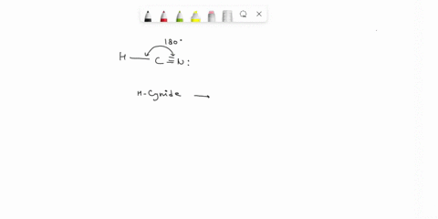 for-the-carbon-atom-highlighted-in-the-given-structure-indicate-the-hybridization-bond-angles-and-the-shape-around-the-atom-h_cn-the-hybridization-is-the-bond-angle-is-10959-1209-1809-the-sh-42765