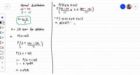 the-weschler-intelligence-scale-iq-for-children-is-approximately-normally-distributed-with-a-mean-of-100-and-a-standard-deviation-of-15-a-what-is-the-probability-that-a-randomly-selected-chi-17207