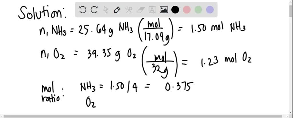 SOLVED: 4NH3 + 5O2 â†’ 4NO + 6H2O How many grams of nitrogen monoxide ...