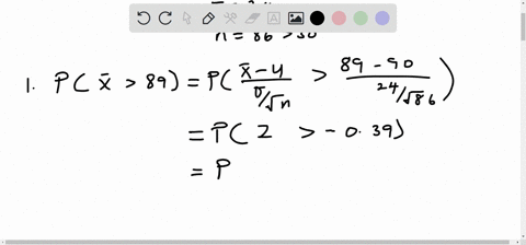 a-sample-of-size-86-will-be-drawn-from-population-with-mean-90-and-standard-deviation-24_-use-the-cumulative-normal-distribution-_table-if-needed-part-of-2-find-the-probability-that-x-will-b-07058